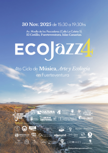 EcoJazz Festival Fuerteventura 2025 official poster for the fourth edition held in El Cotillo, Canary Islands