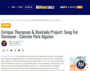 screenshot article on web All About Jazz!