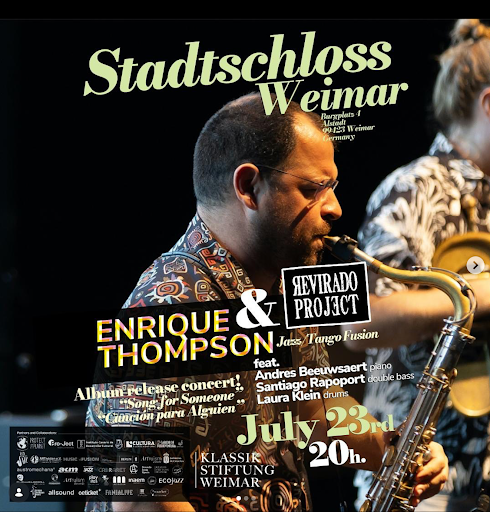 Enrique Thompson performing with Revirado Project during the Germany 2025 tour at Stadtschloss Weimar, Germany