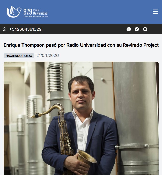 Enrique Thompson interviewed by Radio Universidad Nacional de San Luis during the 2026 Argentina tour.