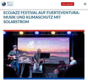 EcoJazz 5 festival stage in Puerto del Rosario, Fuerteventura, powered by solar energy and battery storage with support from Protect the Planet.