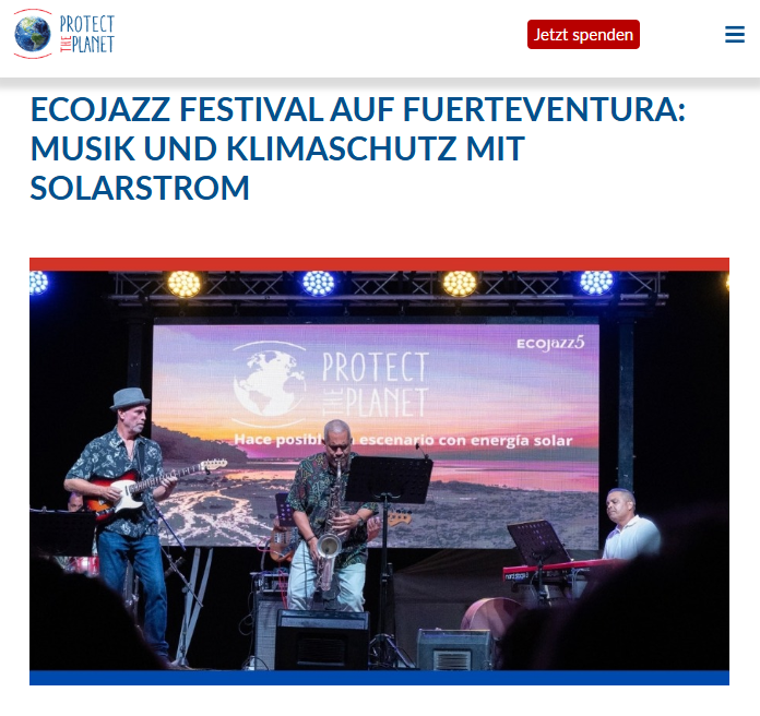 EcoJazz 5 festival stage in Puerto del Rosario, Fuerteventura, powered by solar energy and battery storage with support from Protect the Planet.